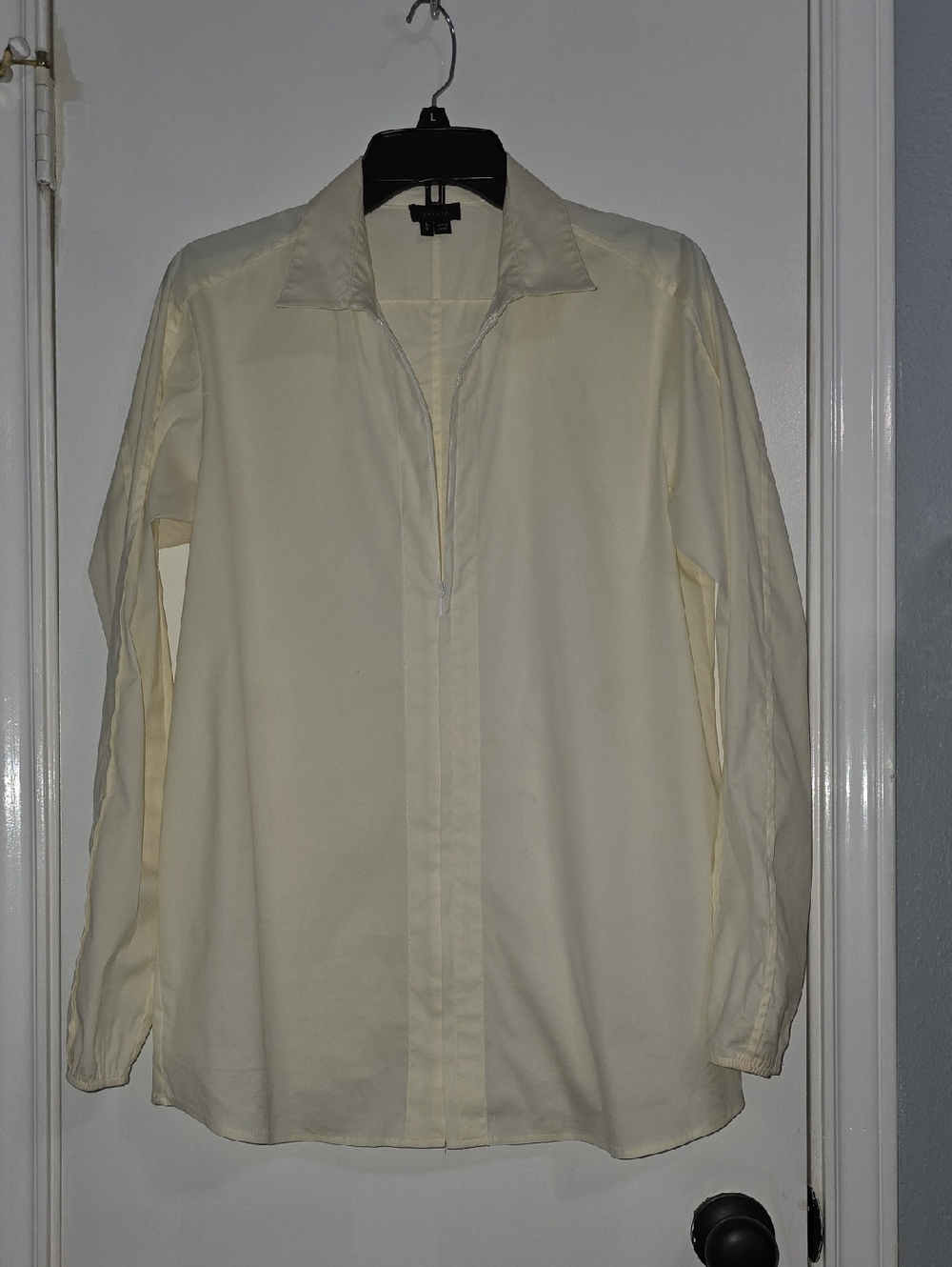 Theory Cream Lightweight Front Zip Blouse Sz L
